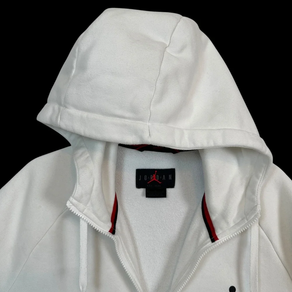 Nike Air Jordan Mens Full Zip Hoodie Large Jumpman Fleece White CK2223 White